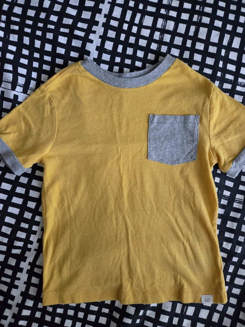 GAP Kids Yellow Pocket Tee with Heather Gray Trim